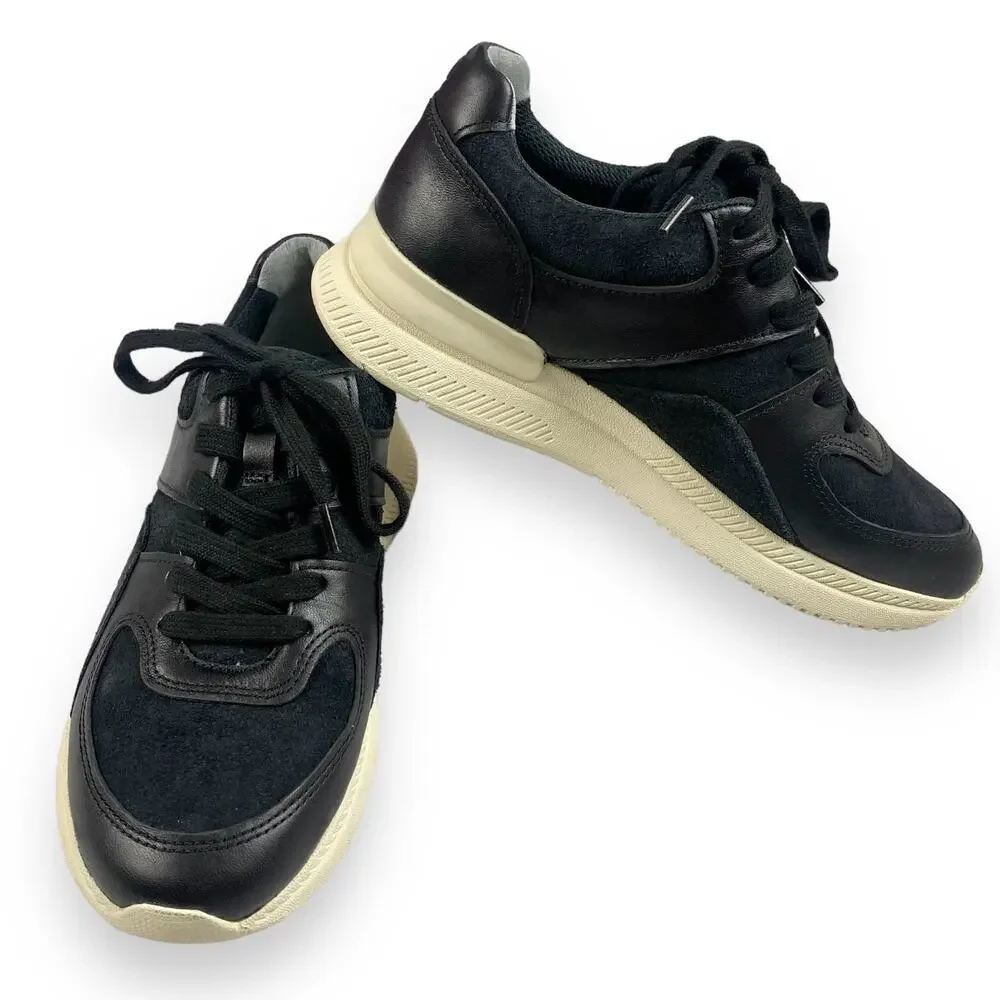 Everlane Unisex Leather Suede Trainer Sneaker Women's 7 Men's 5 Black Lace Up